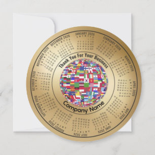 Cartes Pour Fêtes Annuelles Calendrier 2026 modifiable Merci pour votre entrep