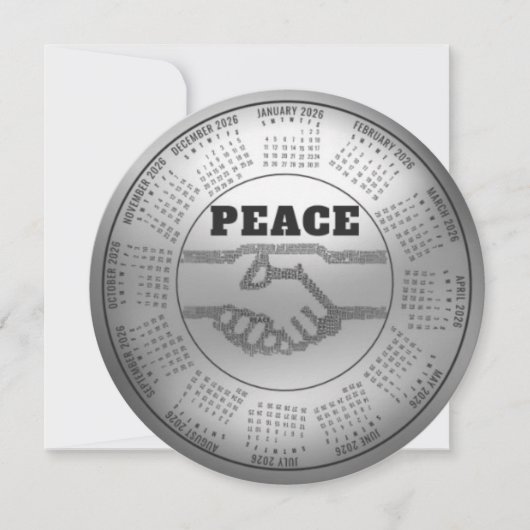 Cartes Pour Fêtes Annuelles Calendrier 2026 Paix (Devant)