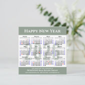 Cartes Pour Fêtes Annuelles Calendrier 2026 Script moderne Sage Green Business (Debout devant)