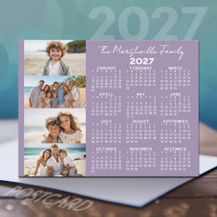 Cartes Pour Fêtes Annuelles Calendrier 2027 avec 4 Photos et Texte de Script