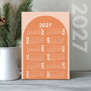 Cartes Pour Fêtes Annuelles Calendrier 2027 - boho mod arch rétro corail