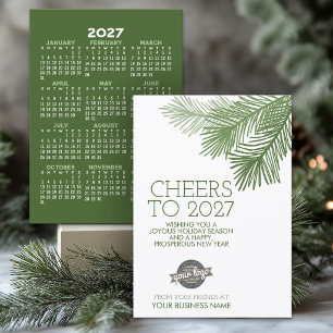 Cartes Pour Fêtes Annuelles Calendrier 2027 - Bonne Année - Entreprise Verte
