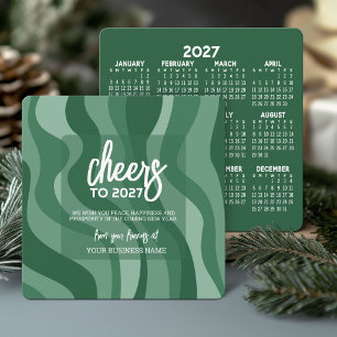 Cartes Pour Fêtes Annuelles Calendrier 2027 Courbes Organiques Logo Entreprise