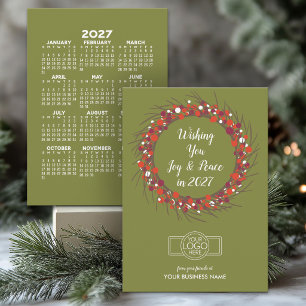 Cartes Pour Fêtes Annuelles Calendrier 2027 Joie Moderne Paix Ajouter LOGO - E