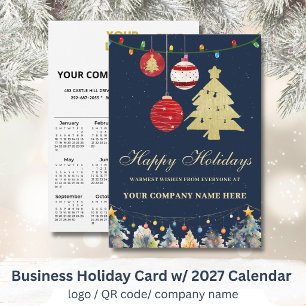 Cartes Pour Fêtes Annuelles Calendrier 2027 Logo Entreprise QR Festif