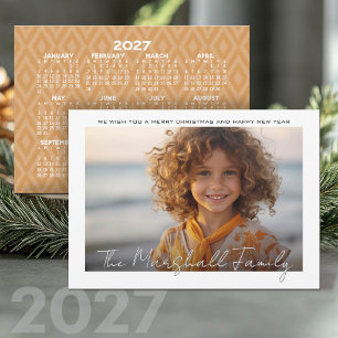 Cartes Pour Fêtes Annuelles Calendrier 2027 - Photo HNY - Écriture manuscrite