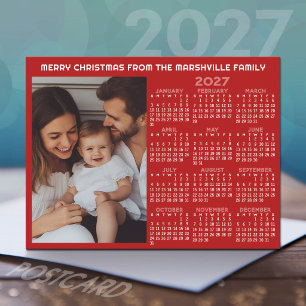 Cartes Pour Fêtes Annuelles Calendrier 2027 - Vue annuelle moderne avec photo