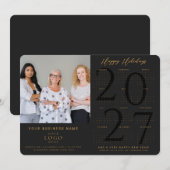 Cartes Pour Fêtes Annuelles Calendrier Affaires Photo Logo Or Noir 2027 Bonne (Devant / Derrière)