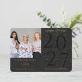 Cartes Pour Fêtes Annuelles Calendrier Affaires Photo Logo Or Noir 2027 Bonne (Debout devant)