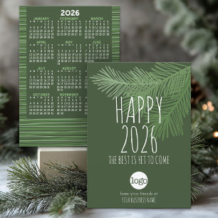 Cartes Pour Fêtes Annuelles Calendrier avec logo - Branches vertes - Affaires