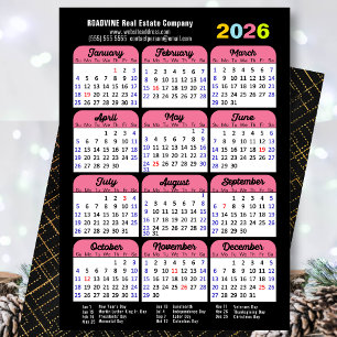 Cartes Pour Fêtes Annuelles Calendrier Business 2025 Minimaliste rose noir