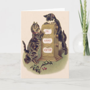 Cartes Pour Fêtes Annuelles Calendrier Cat Kitten Holly