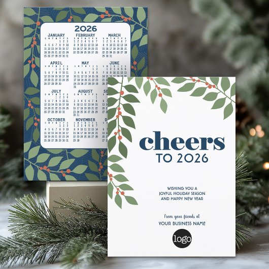 Cartes Pour Fêtes Annuelles Calendrier CHEERS - vert bleu - logo de l'entrepri