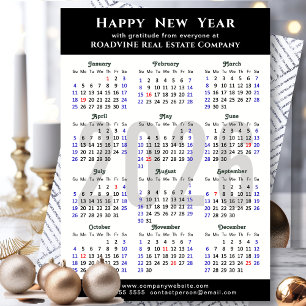 Cartes Pour Fêtes Annuelles Calendrier d'affaires 2026 Noir moderne minimalist
