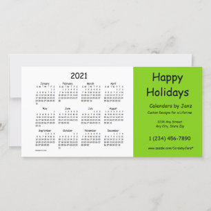 Cartes Pour Fêtes Annuelles Calendrier d'affaires vert jaune 2021 par Janz Hap