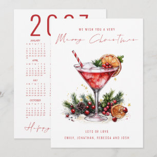Cartes Pour Fêtes Annuelles Calendrier de Cocktail Festif 2027 Joyeux Noël