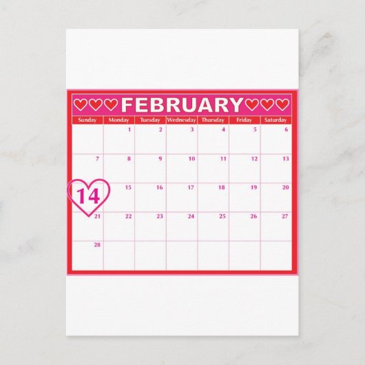Cartes Pour Fêtes Annuelles Calendrier de la Saint-Valentin (Devant)