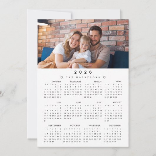 Cartes Pour Fêtes Annuelles Calendrier de l'année complète 2026 avec photo (Devant)