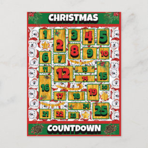 Cartes Pour Fêtes Annuelles Calendrier de l'Avent de Noël Alaskan Dog Countdow