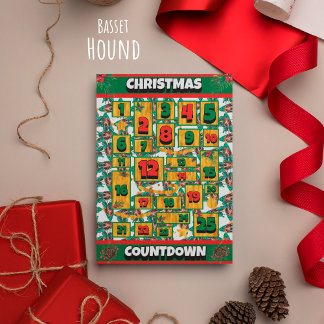 Cartes Pour Fêtes Annuelles Calendrier de l'Avent de Noël Basset Hound