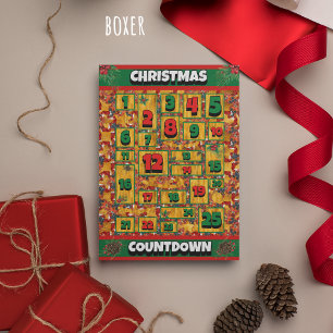 Cartes Pour Fêtes Annuelles Calendrier de l'Avent de Noël Boxer Dog Countdown