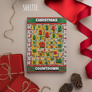 Cartes Pour Fêtes Annuelles Calendrier de l'Avent de Noël du chien Sheltie