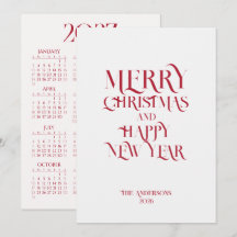Calendrier de Noël 2027 à calligraphie simple et é