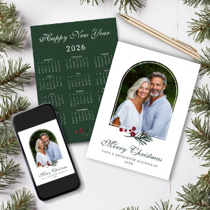 Cartes Pour Fêtes Annuelles Calendrier de photos de Noël en pin élégant en for