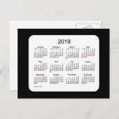 Cartes Pour Fêtes Annuelles Calendrier de vacances Mini noir 2019 par Janz (Devant / Derrière)