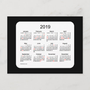 Cartes Pour Fêtes Annuelles Calendrier de vacances mini noir 2019 par Janz