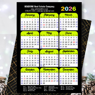 Cartes Pour Fêtes Annuelles Calendrier d'entreprise 2026 Black Green Minimalis