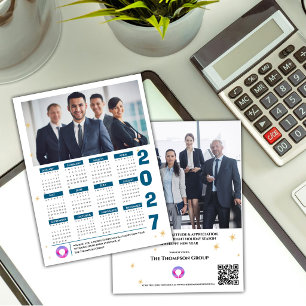 Cartes Pour Fêtes Annuelles Calendrier d'entreprise 2027 Code QR Logo Photo de