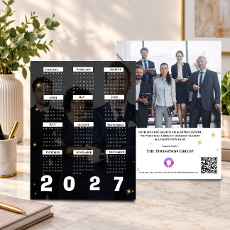 Cartes Pour Fêtes Annuelles Calendrier d'entreprise Photo 2027 Entreprise