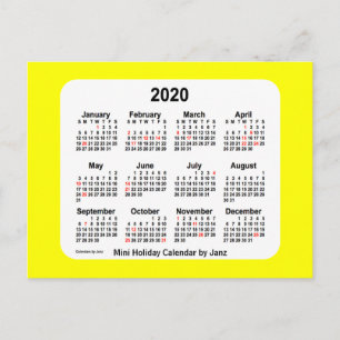 Cartes Pour Fêtes Annuelles Calendrier des Fêtes Jaunes 2020 par Janz Postcard
