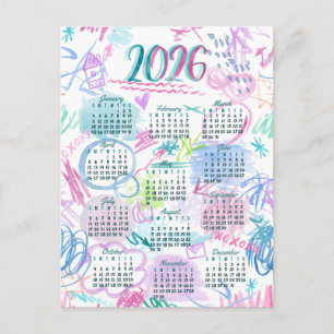 Cartes Pour Fêtes Annuelles Calendrier des scripts d'aquarelle