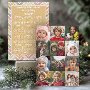 Cartes Pour Fêtes Annuelles Calendrier du Nouvel An 2 faces en collage de 12 p