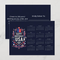 Calendrier Joyeux anniversaire USA 250