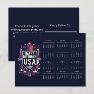 Cartes Pour Fêtes Annuelles Calendrier Joyeux anniversaire USA 250