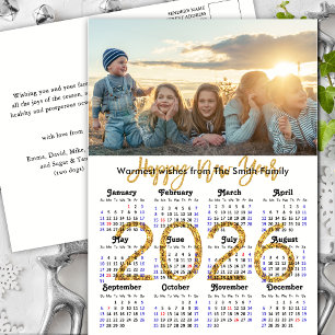 Cartes Pour Fêtes Annuelles Calendrier moderne 2026 Gold Script photo minimali
