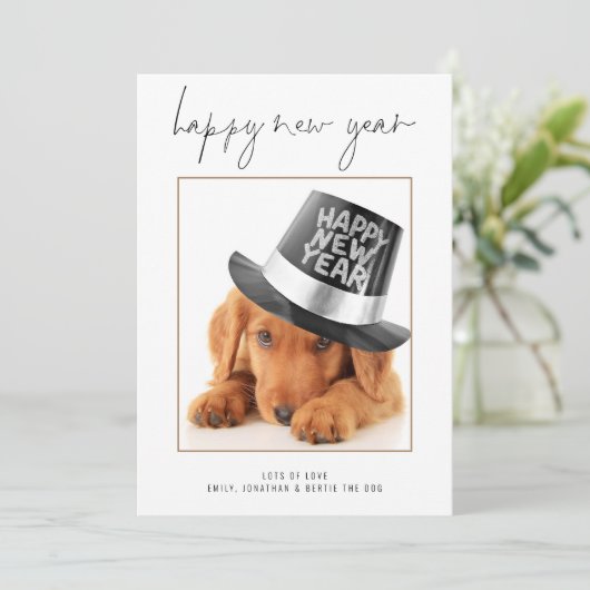 Cartes Pour Fêtes Annuelles Calendrier Nouvel An 2026 Photo de Chien Heureux (Debout devant)