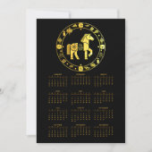Cartes Pour Fêtes Annuelles Calendrier Or Nouvel An Chinois 2026 (Devant)