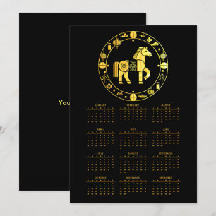 Cartes Pour Fêtes Annuelles Calendrier Or Nouvel An Chinois 2026