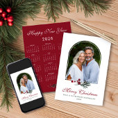 Cartes Pour Fêtes Annuelles Calendrier photo 2026 Pine Arch rouge foncé Noël