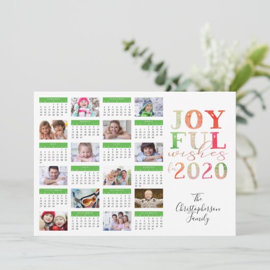 Cartes Pour Fêtes Annuelles Calendrier Photo Collage Moderne 2020 VOEUX JOYEUX (Debout devant)