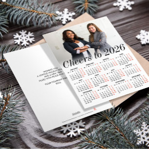 Cartes Pour Fêtes Annuelles Calendrier photo personnalisé minimal 2026 Cheers 