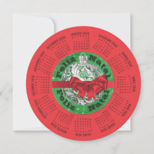 Cartes Pour Fêtes Annuelles Calendrier portugais 2026 Joyeux Noël