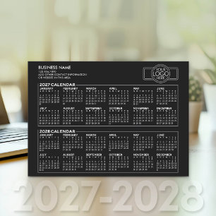 Cartes Pour Fêtes Annuelles Calendrier simple 2027 2028 - Logo et informations