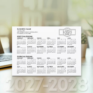 Cartes Pour Fêtes Annuelles Calendrier simple 2027 2028 - Logo et informations