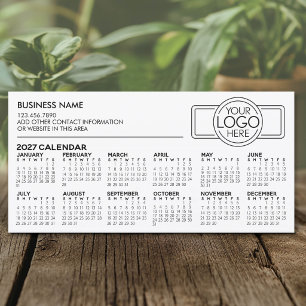 Cartes Pour Fêtes Annuelles Calendrier simple 2027 avec logo et informations d
