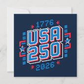 Cartes Pour Fêtes Annuelles Calendrier USA 250 – 1776 à 2026 Pixel Art (Devant)